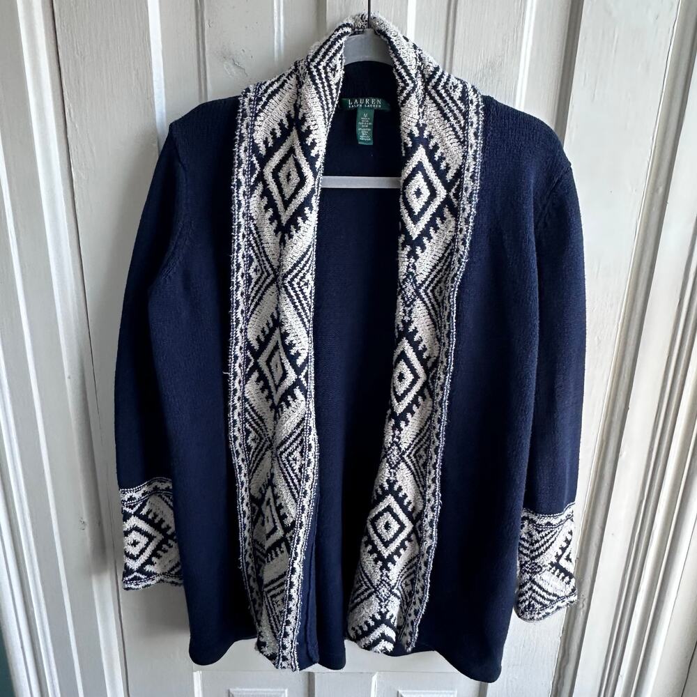 Lauren Ralph Lauren Heritage Southwestern Shawl Collar Cardigan - Picture 2 of 7
